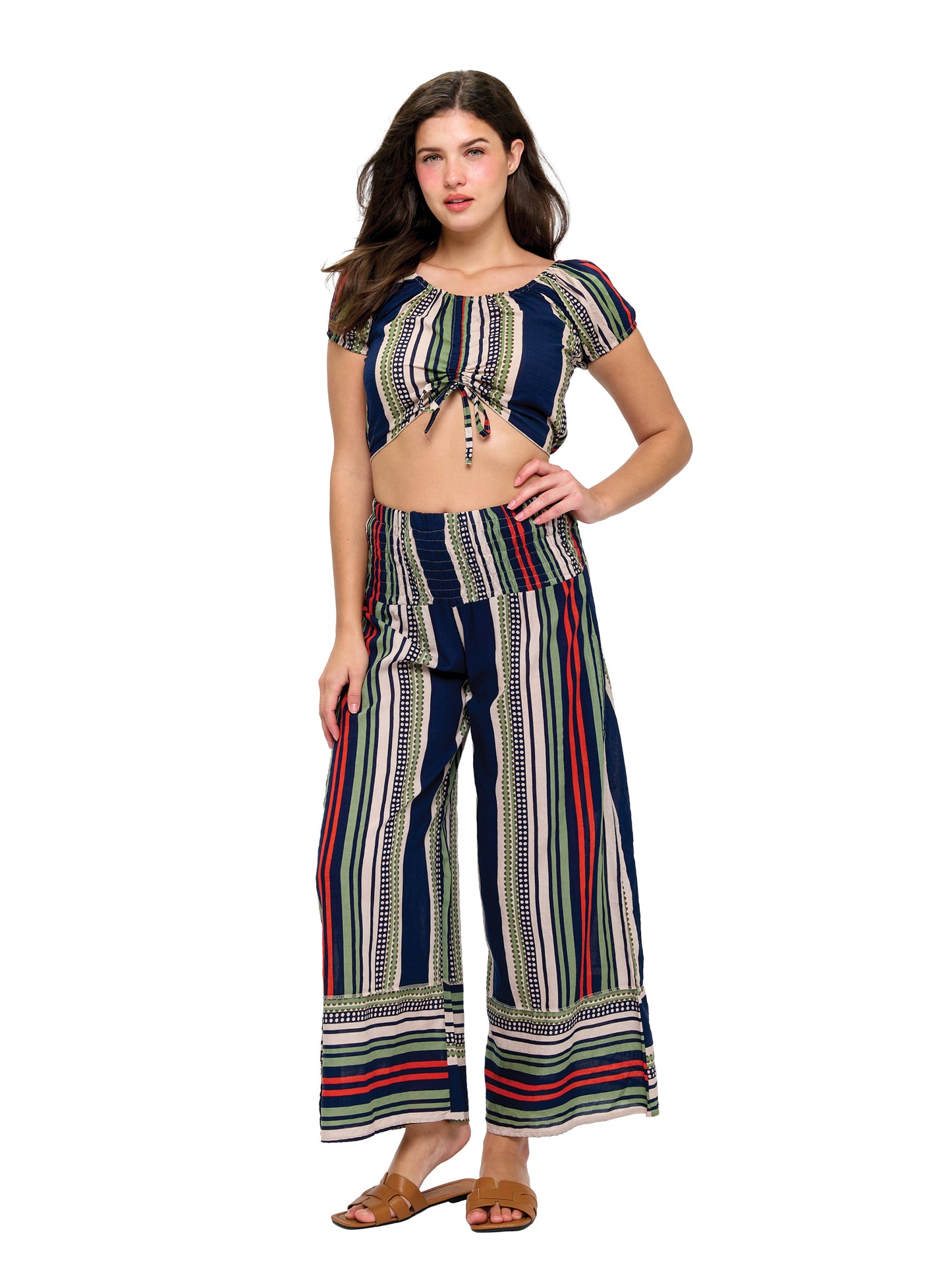 Breezy Boho Striped Smock Palazzo Pants