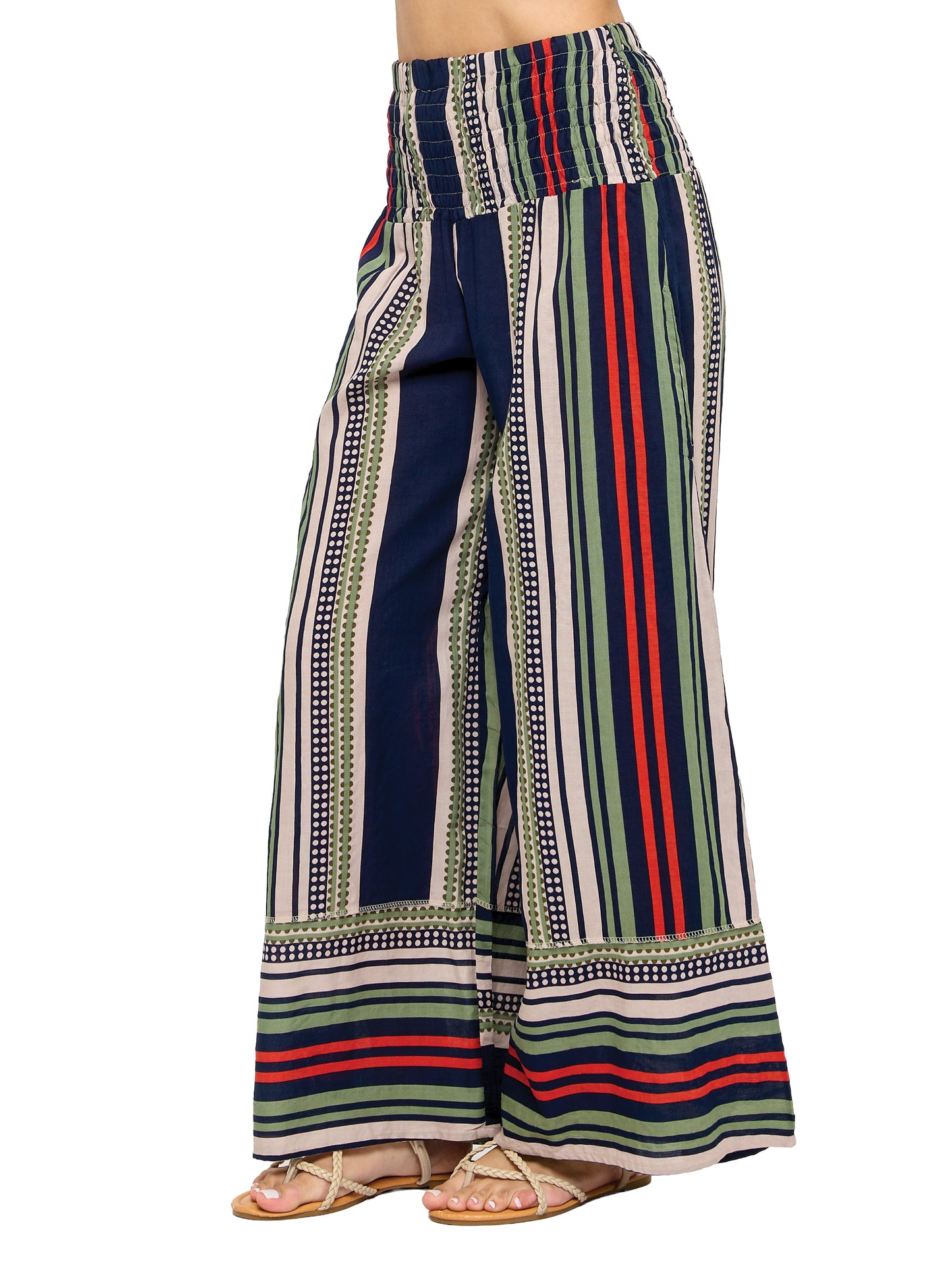 Breezy Boho Striped Smock Palazzo Pants