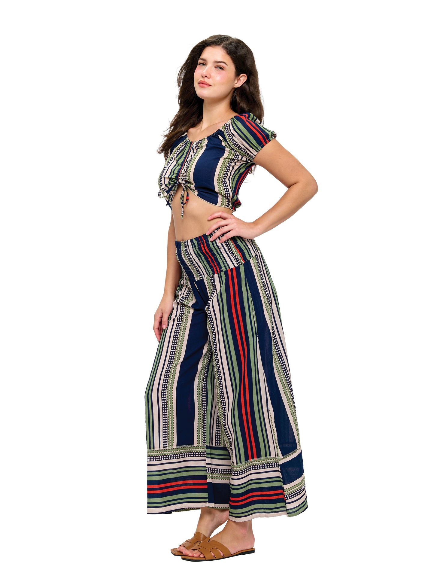 Breezy Boho Striped Smock Palazzo Pants
