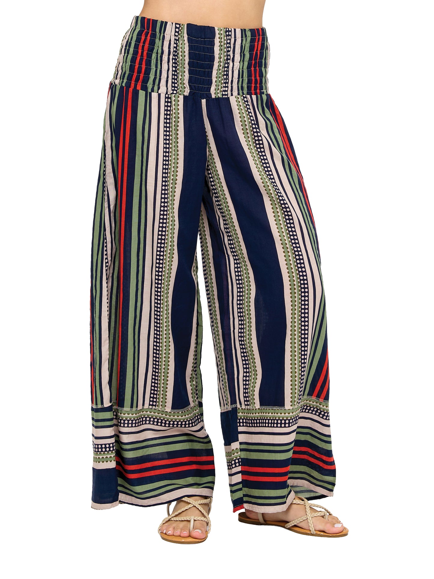 Breezy Boho Striped Smock Palazzo Pants