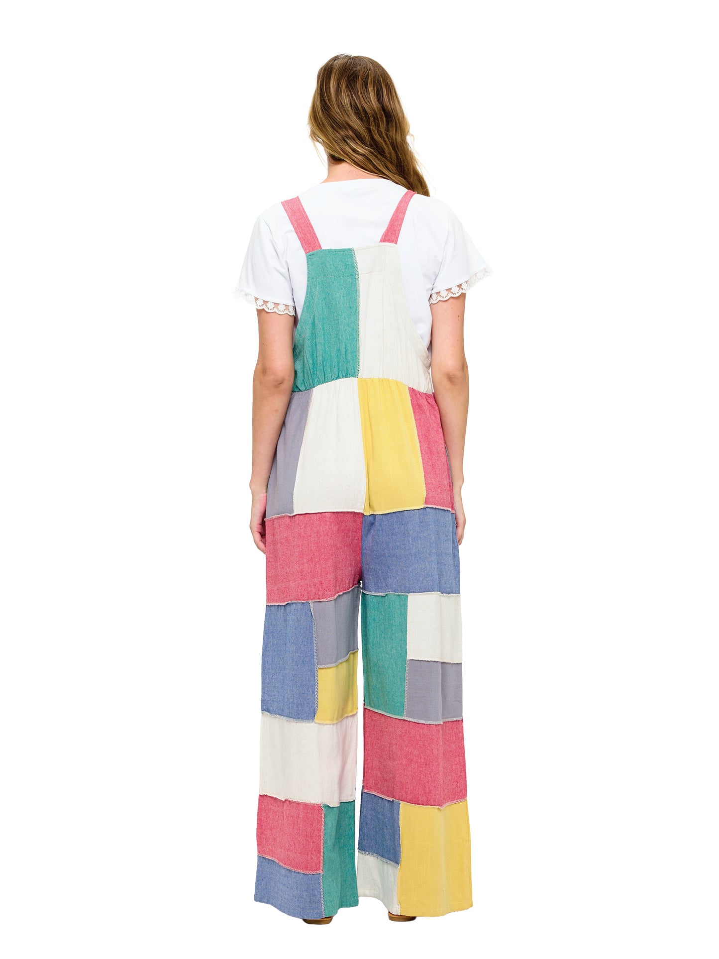 Boho Colorblock Patchwork Overall