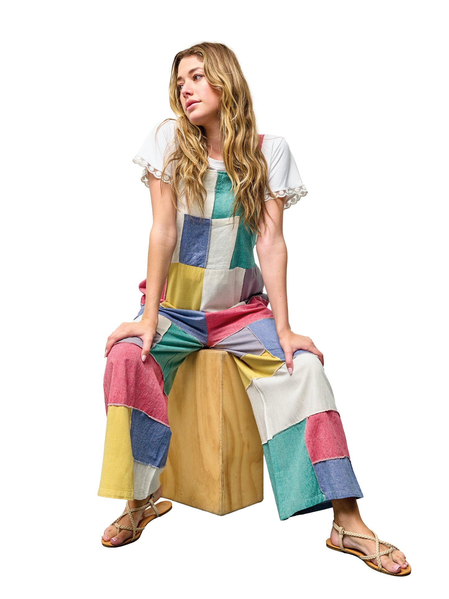 Boho Colorblock Patchwork Overall