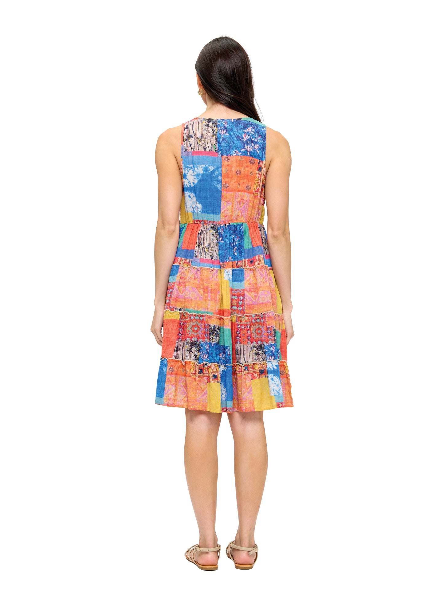 Boho Patchwork Print Ruffled Sundress