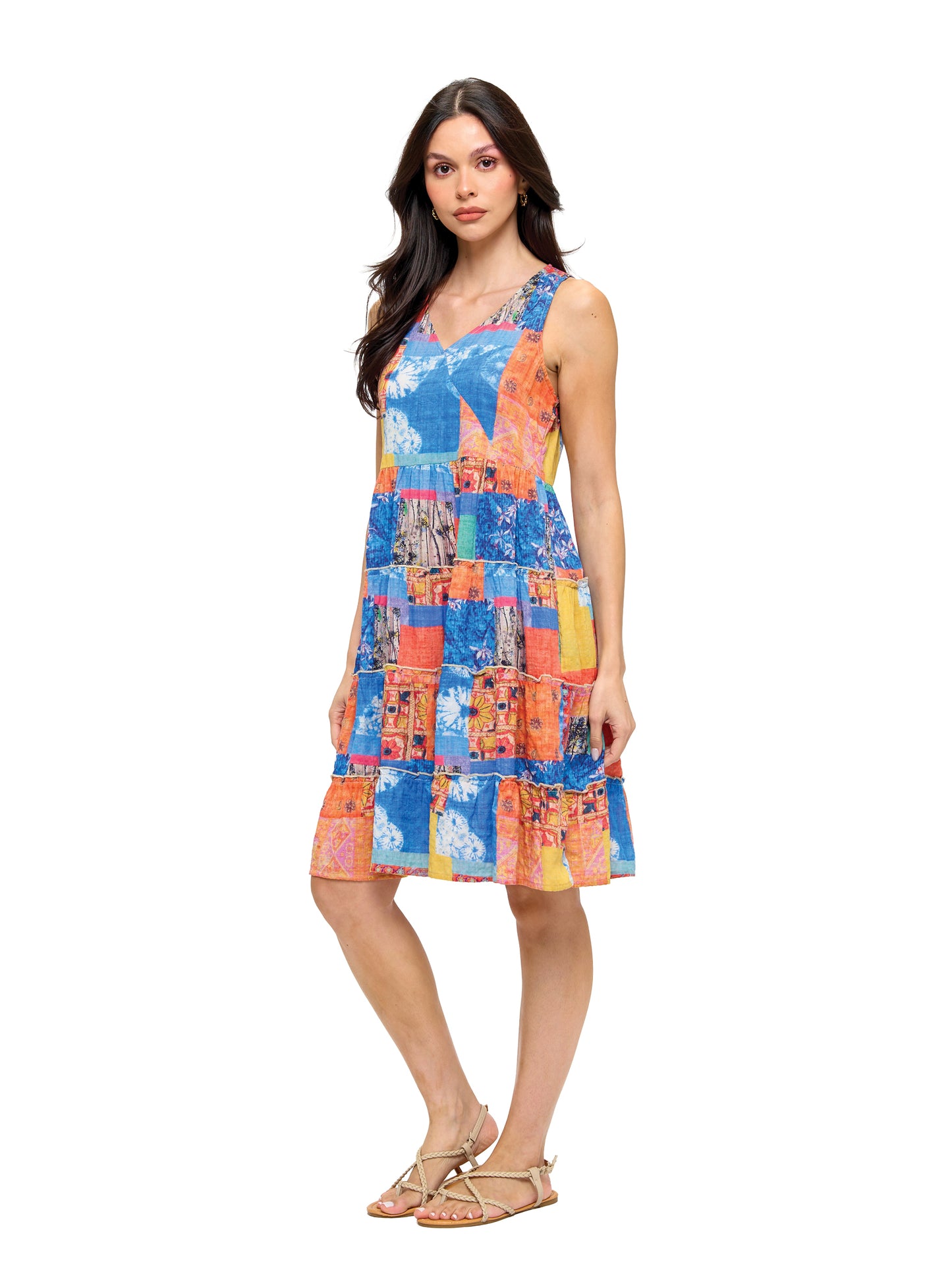Boho Patchwork Print Ruffled Sundress