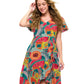 Retro Inspired Whimsical Print Overlap Dress