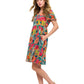 Retro Inspired Whimsical Print Overlap Dress