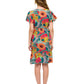 Retro Inspired Whimsical Print Overlap Dress