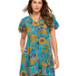 Retro Inspired Whimsical Print Overlap Dress