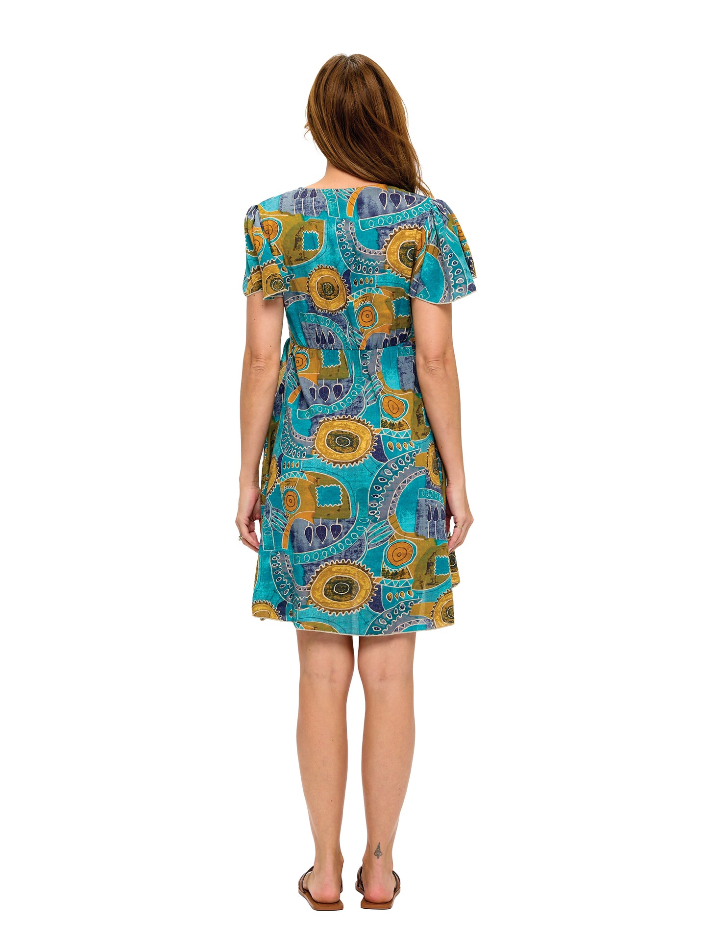 Retro Inspired Whimsical Print Overlap Dress