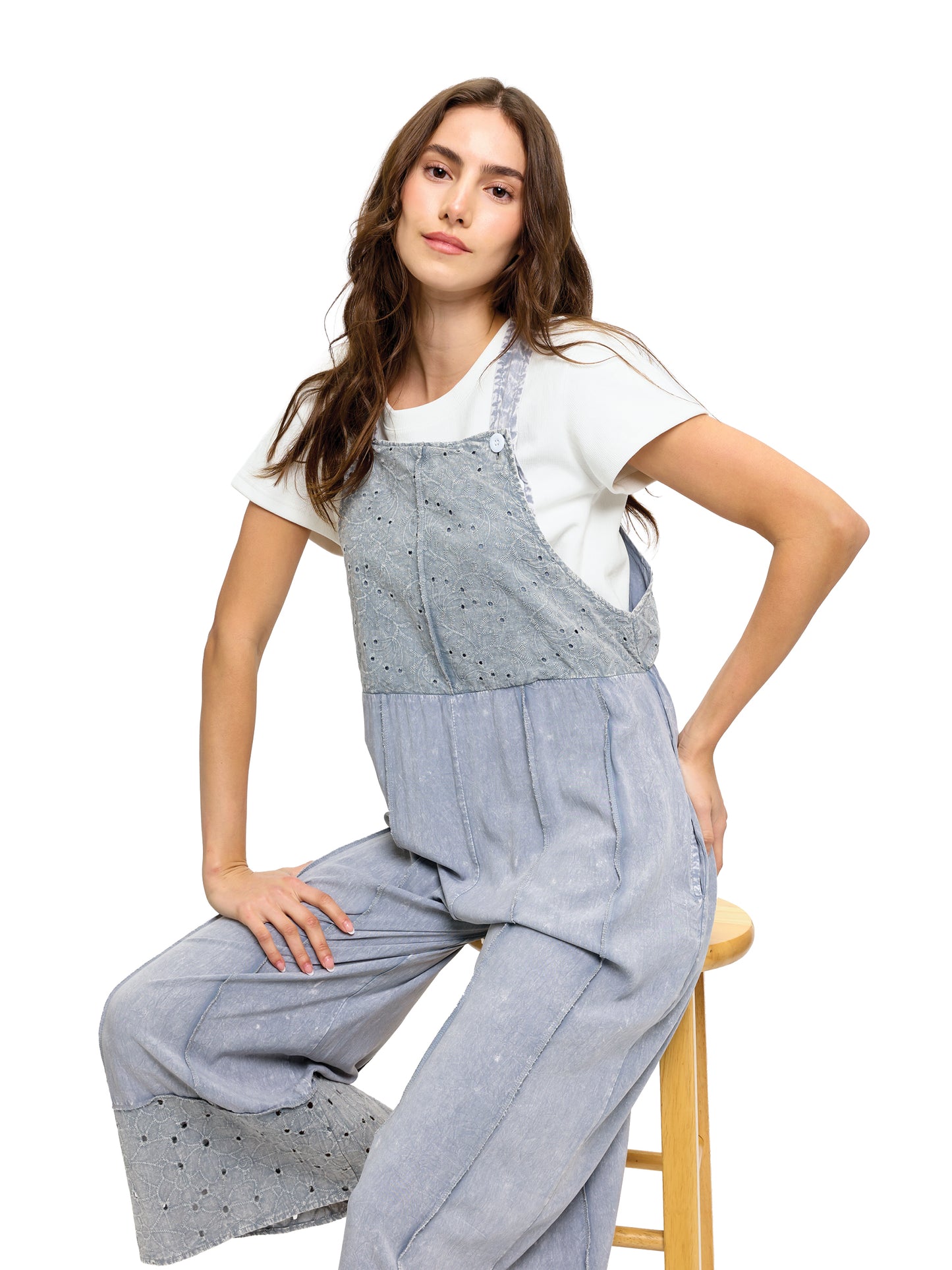 Boho Patchwork Overall Razor Cut Lace