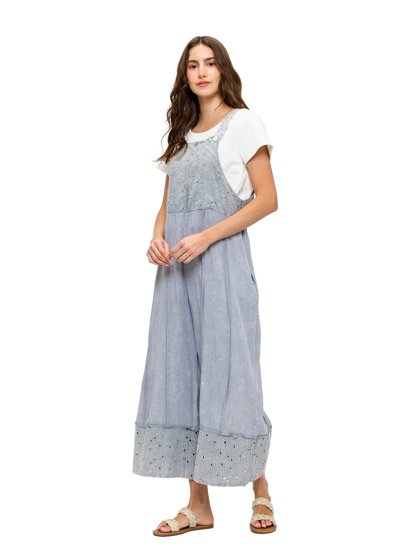 Boho Patchwork Overall Razor Cut Lace