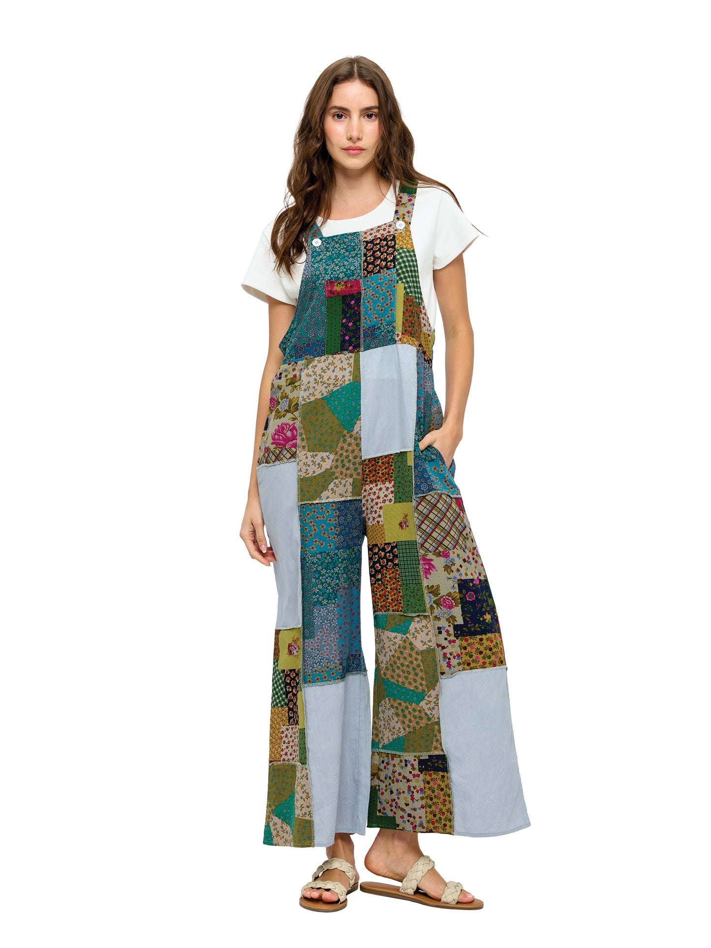 Patchwork Floral Boho Overall