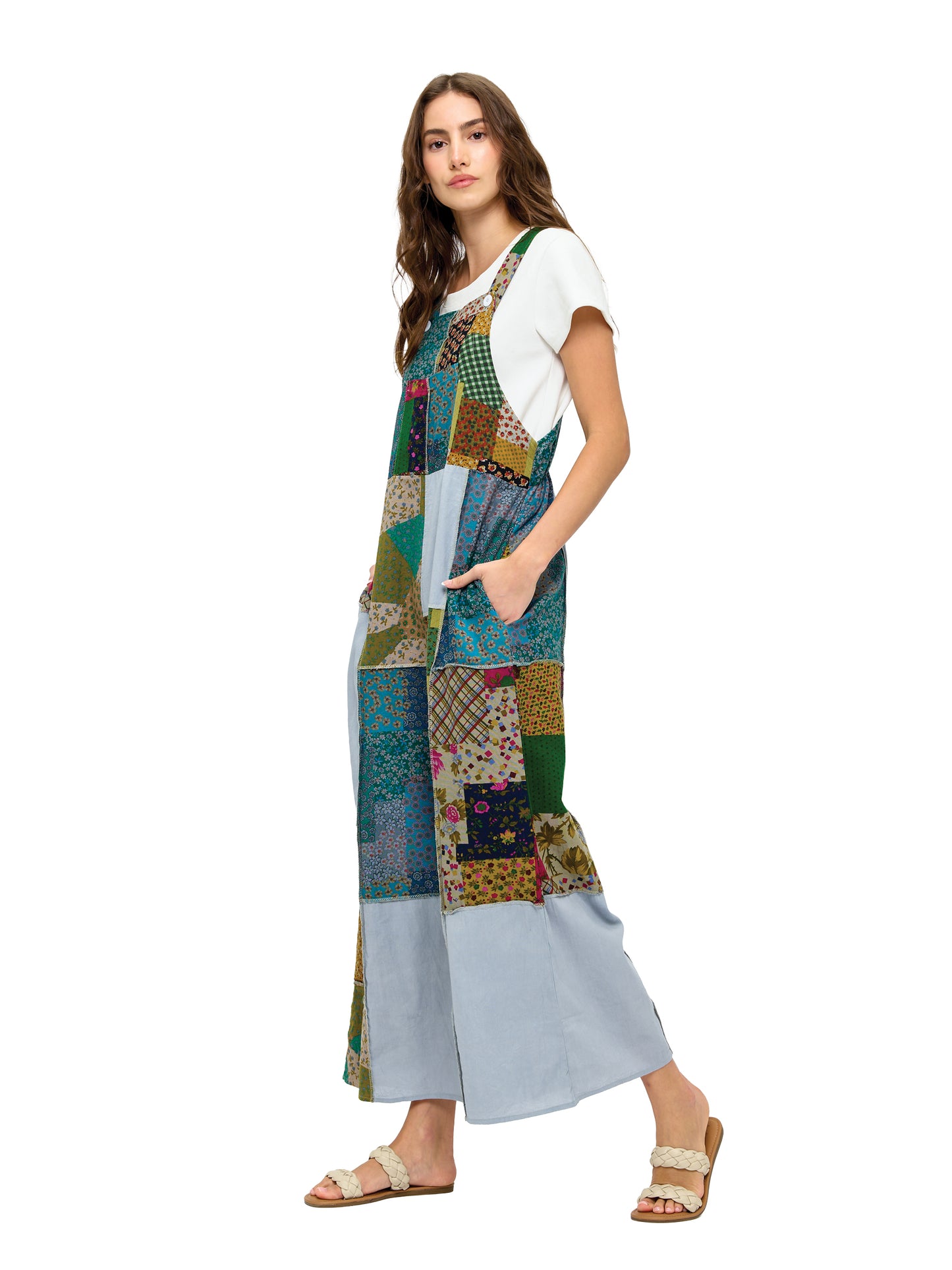 Patchwork Floral Boho Overall