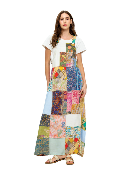 Floral Patchwork Overall Maxi Dress