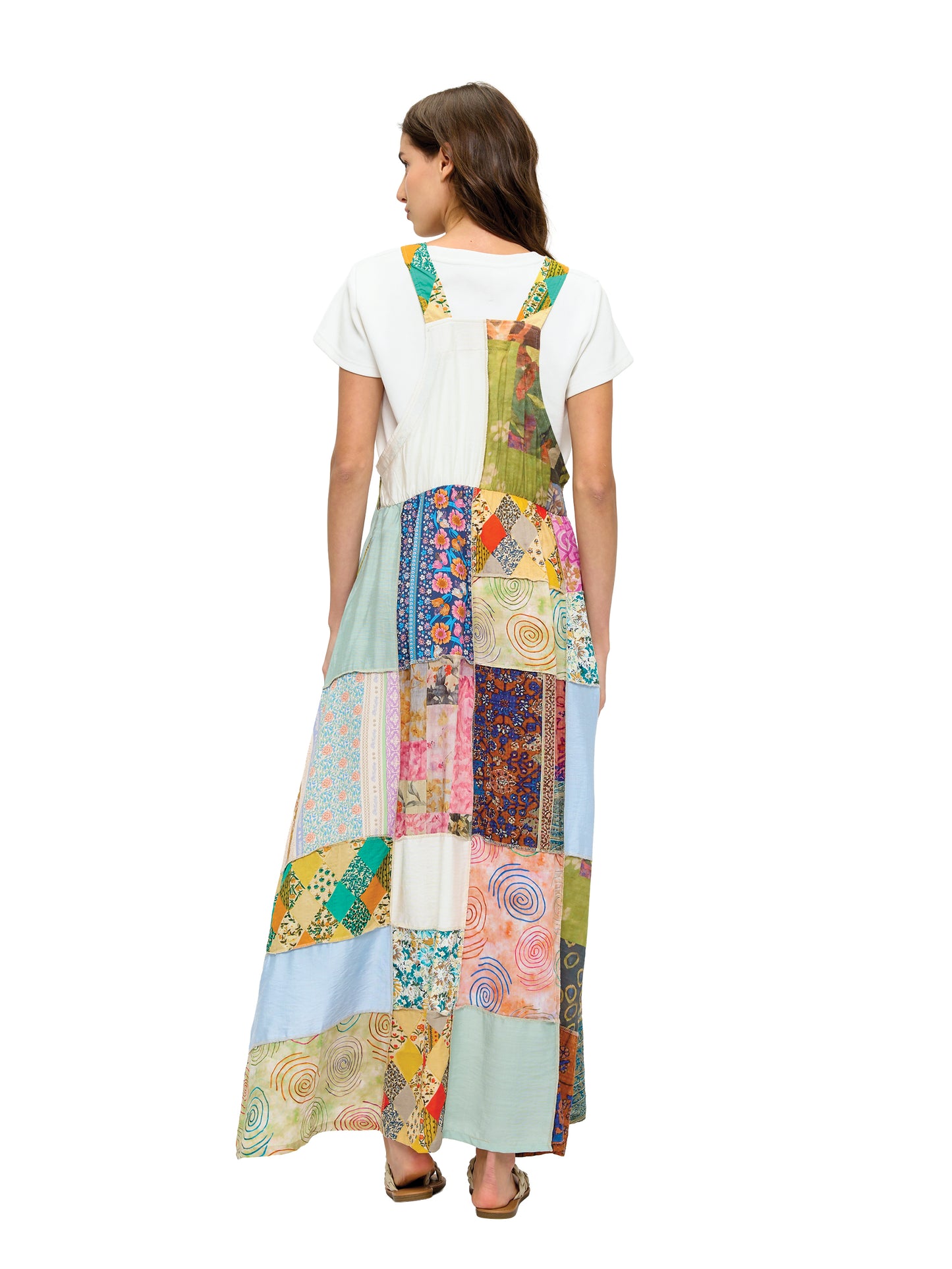 Floral Patchwork Overall Maxi Dress