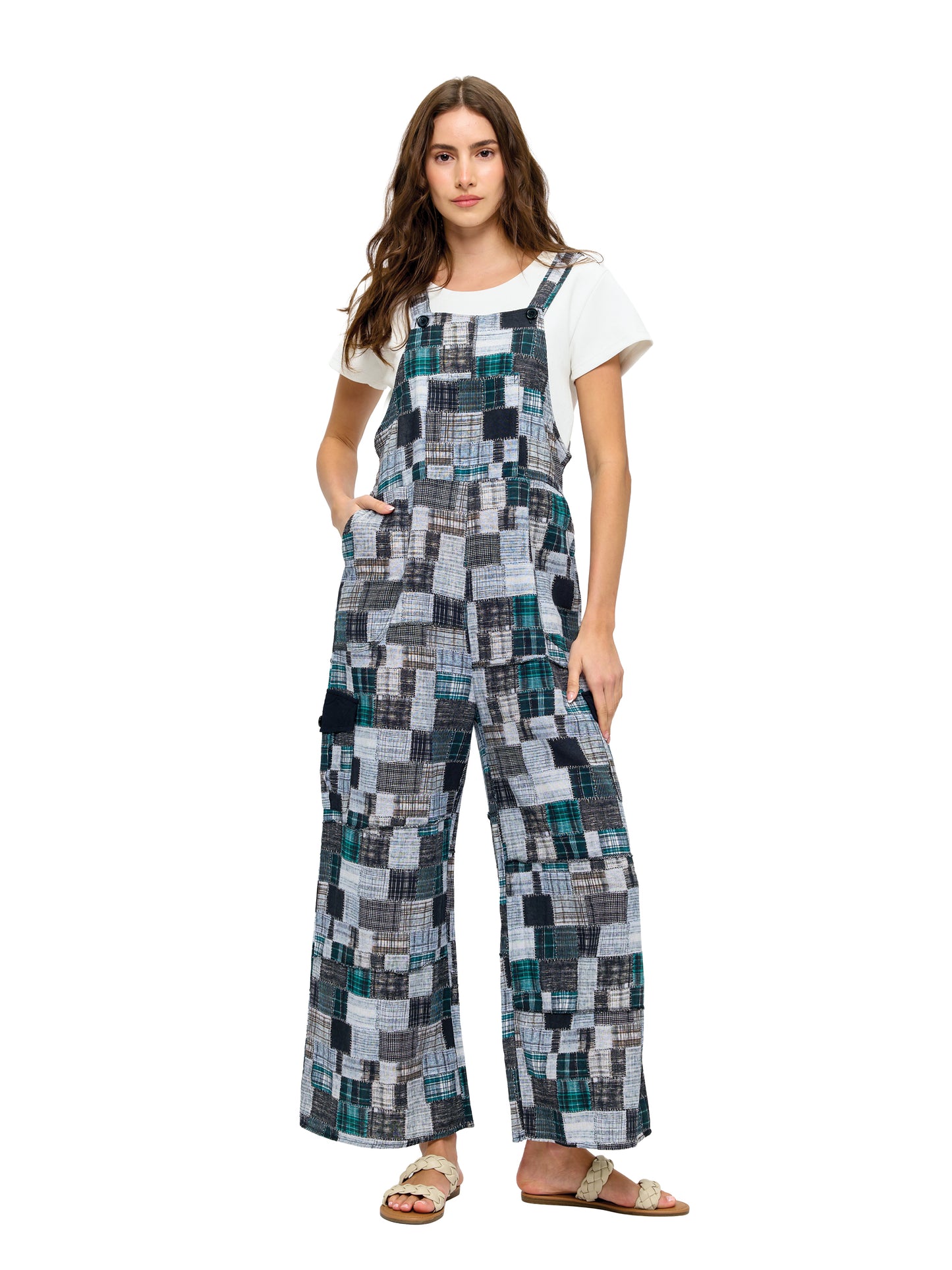 Boho Patchwork Print Overall