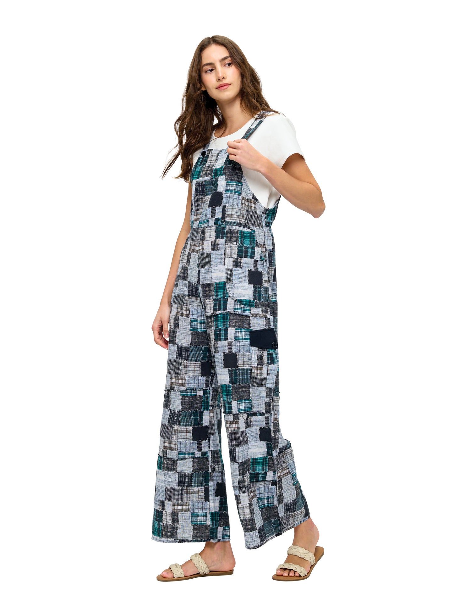 Boho Patchwork Print Overall