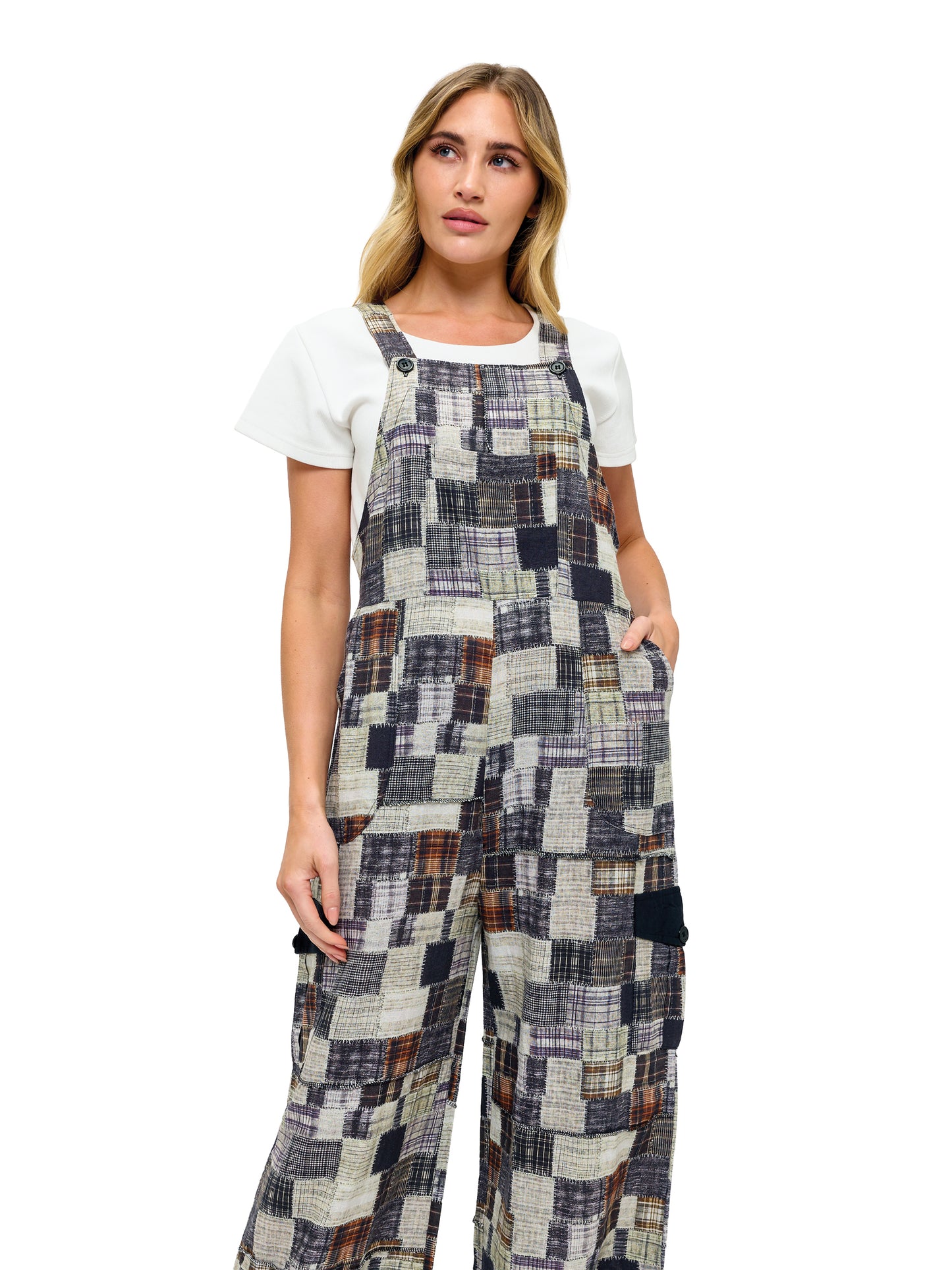 Boho Patchwork Print Overall