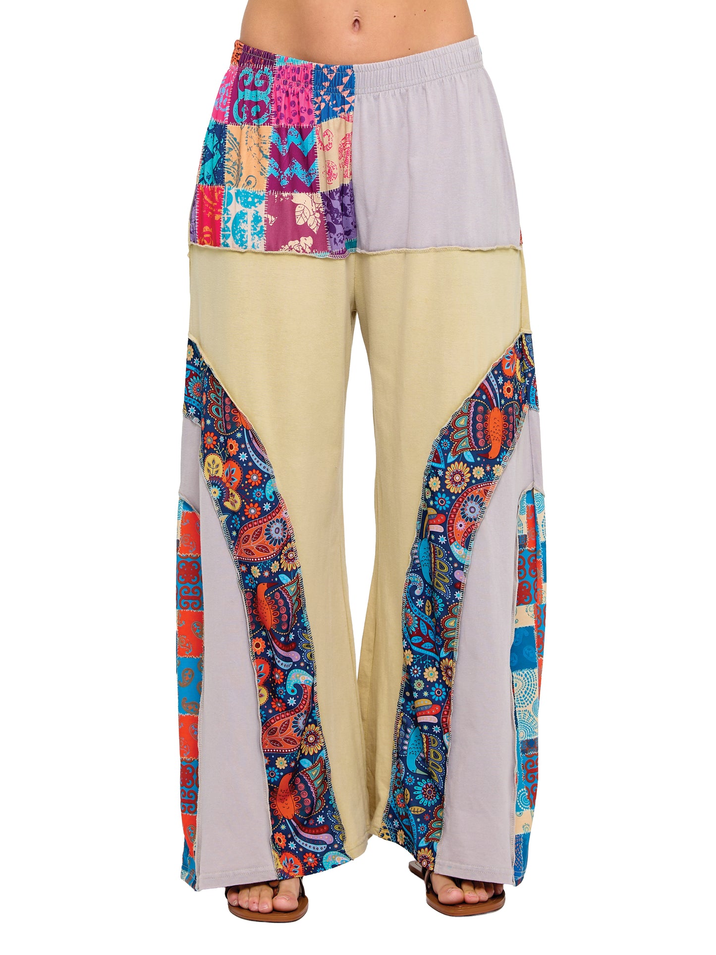 Hippie Print Patchwork Boho Pants