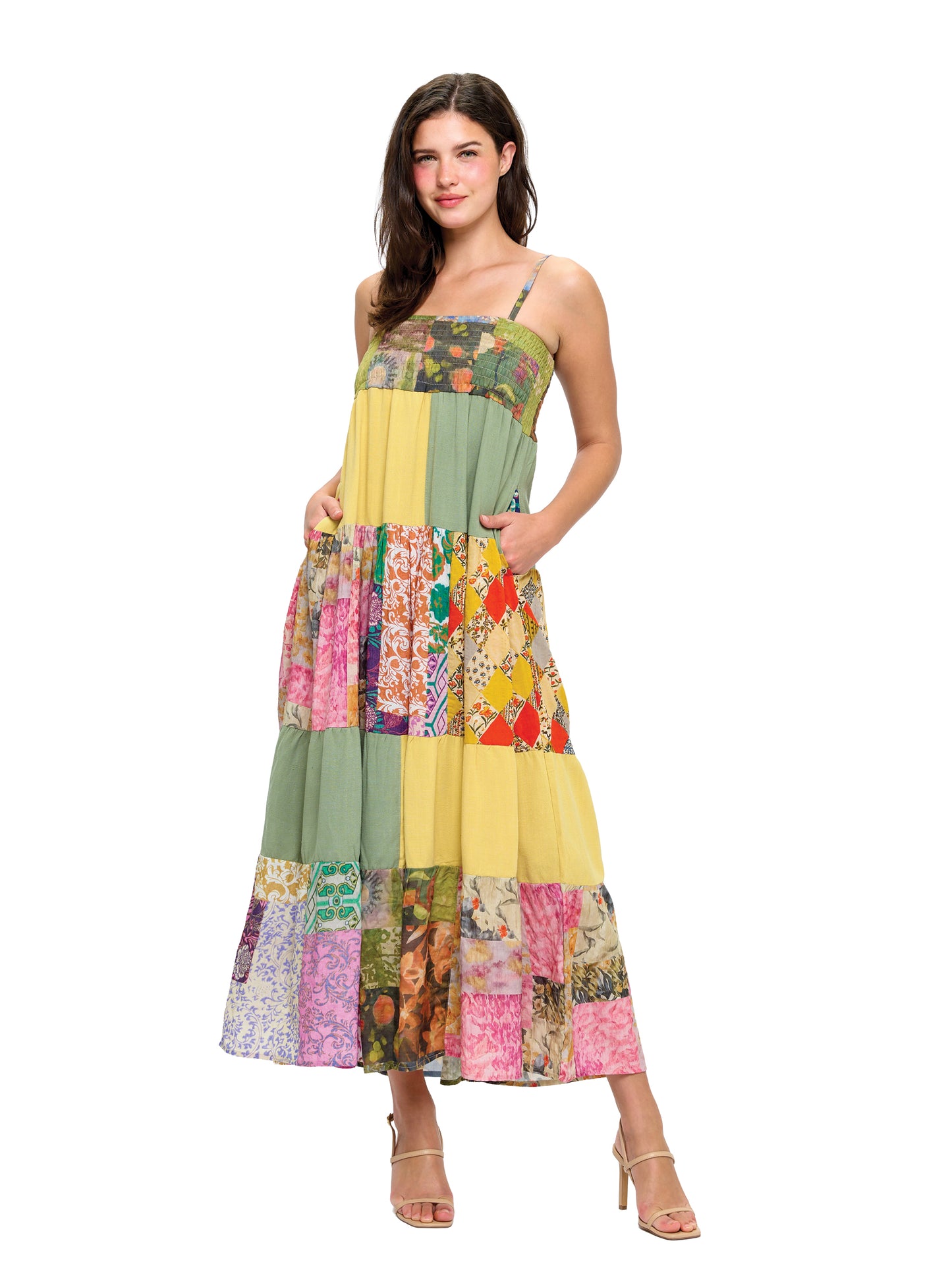 Gypsy Patchwork Multicolor Maxi Dress
