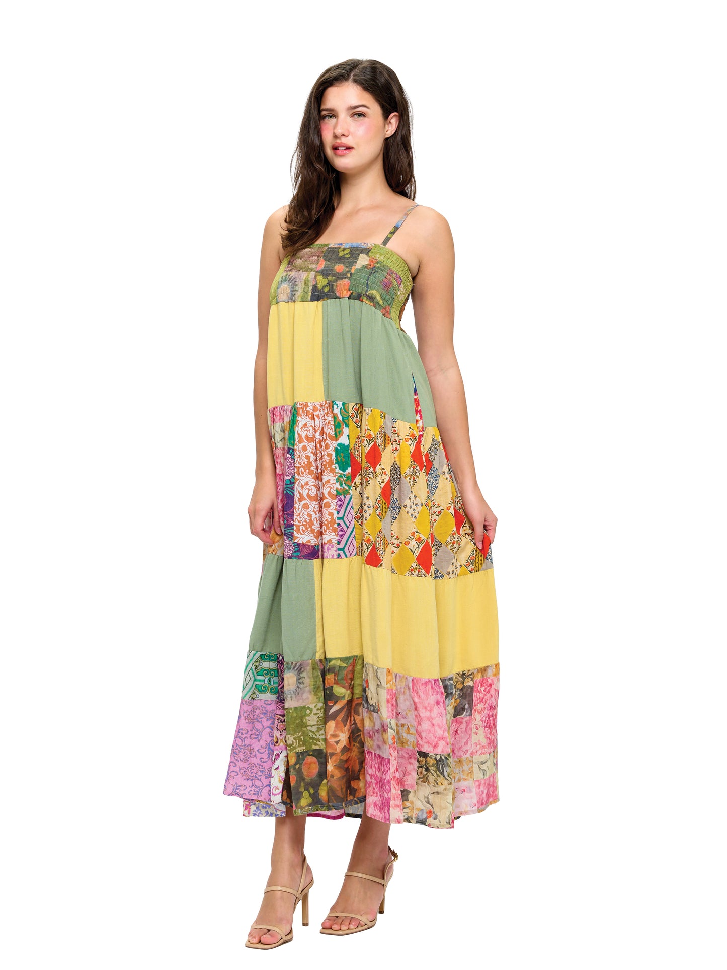 Gypsy Patchwork Multicolor Maxi Dress