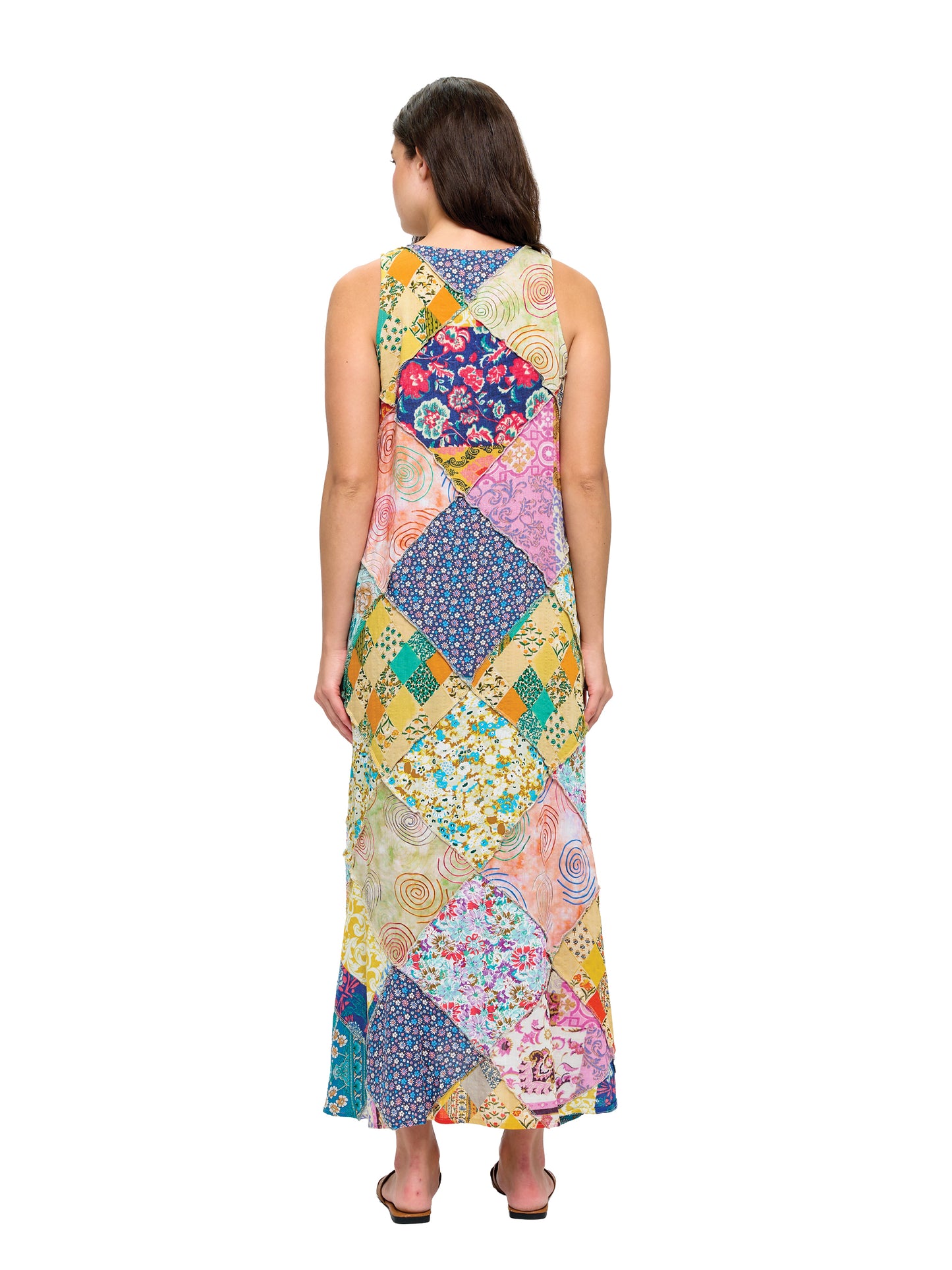 Hippie Patchwork Floral Midi Dress