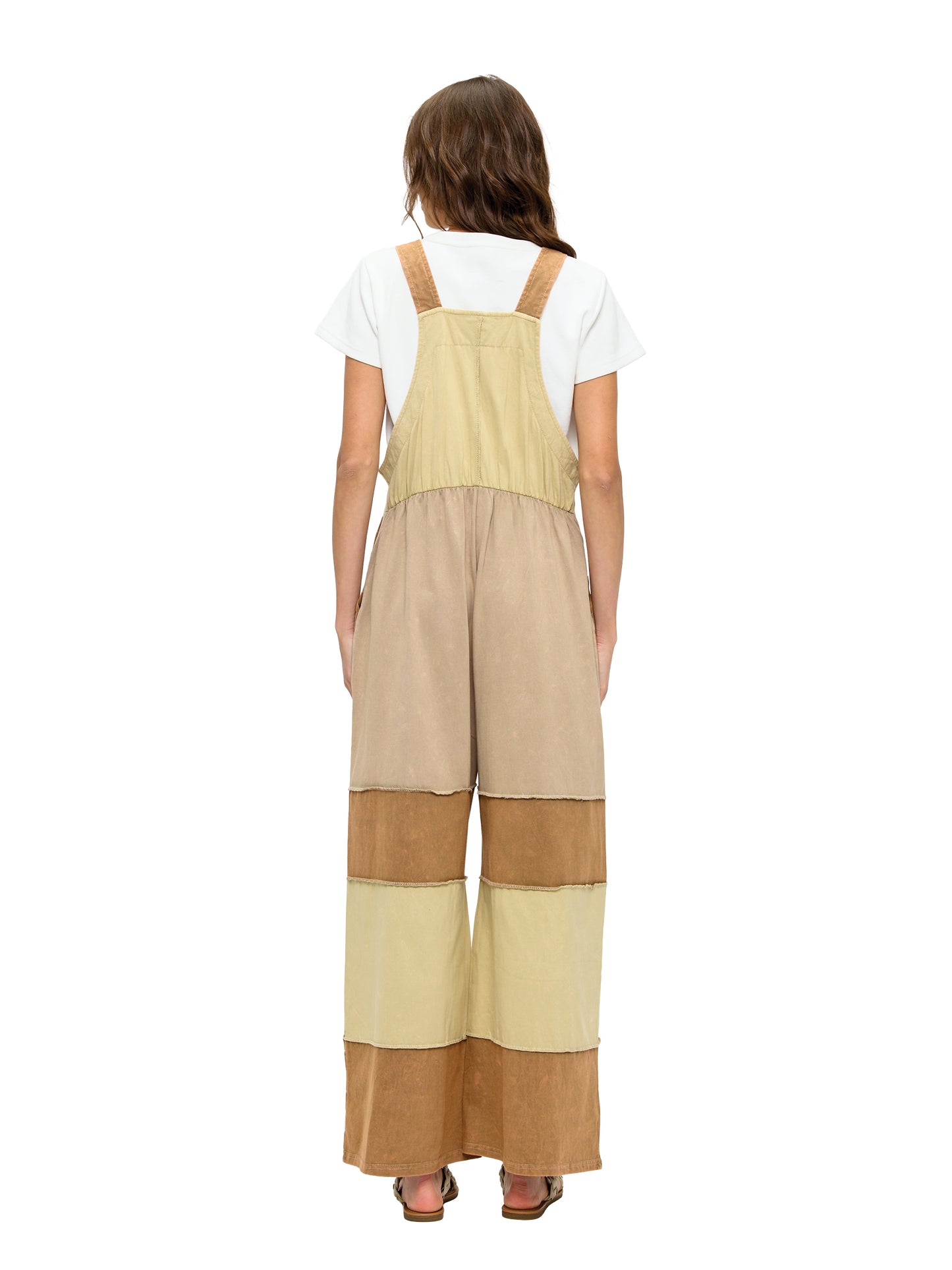 Peace Sign Patchwork Overall Razor Cut