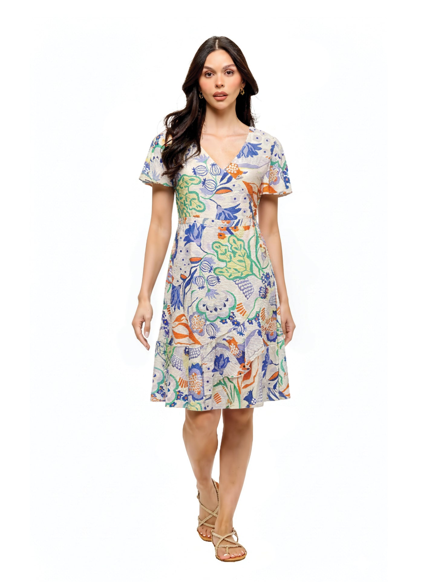 Floral Bloom Ruffled Overlap Dress
