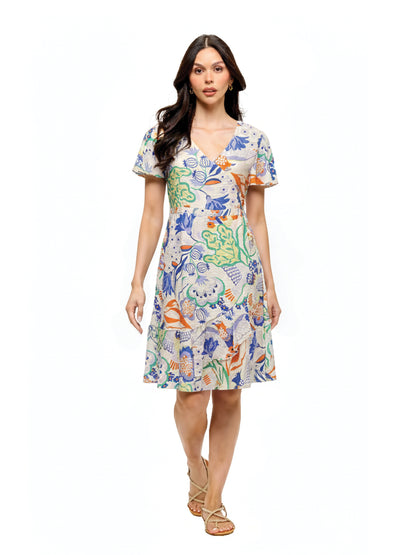 Floral Bloom Ruffled Overlap Dress