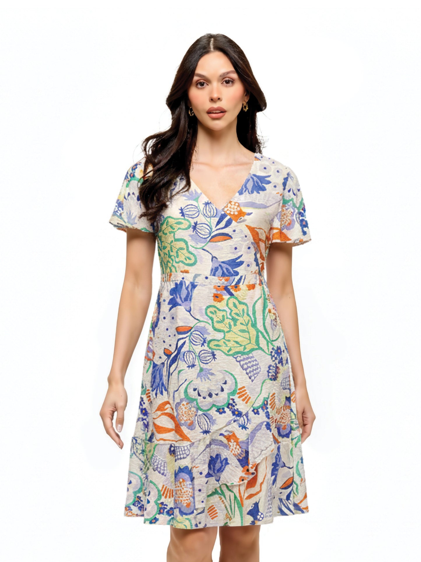 Floral Bloom Ruffled Overlap Dress