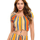 Bohemian Adjustable Striped Crop Top