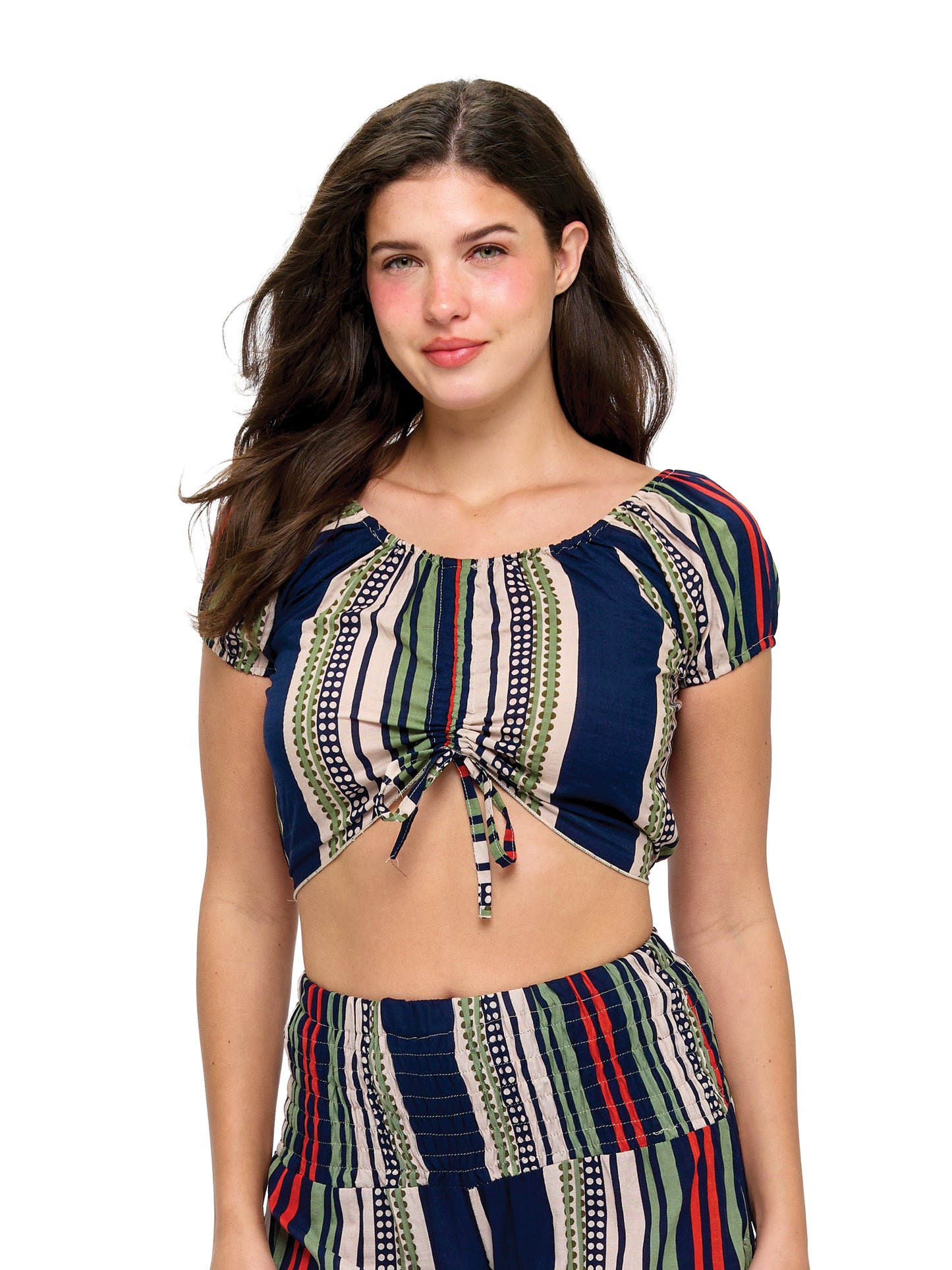 Bohemian Adjustable Striped Crop Top