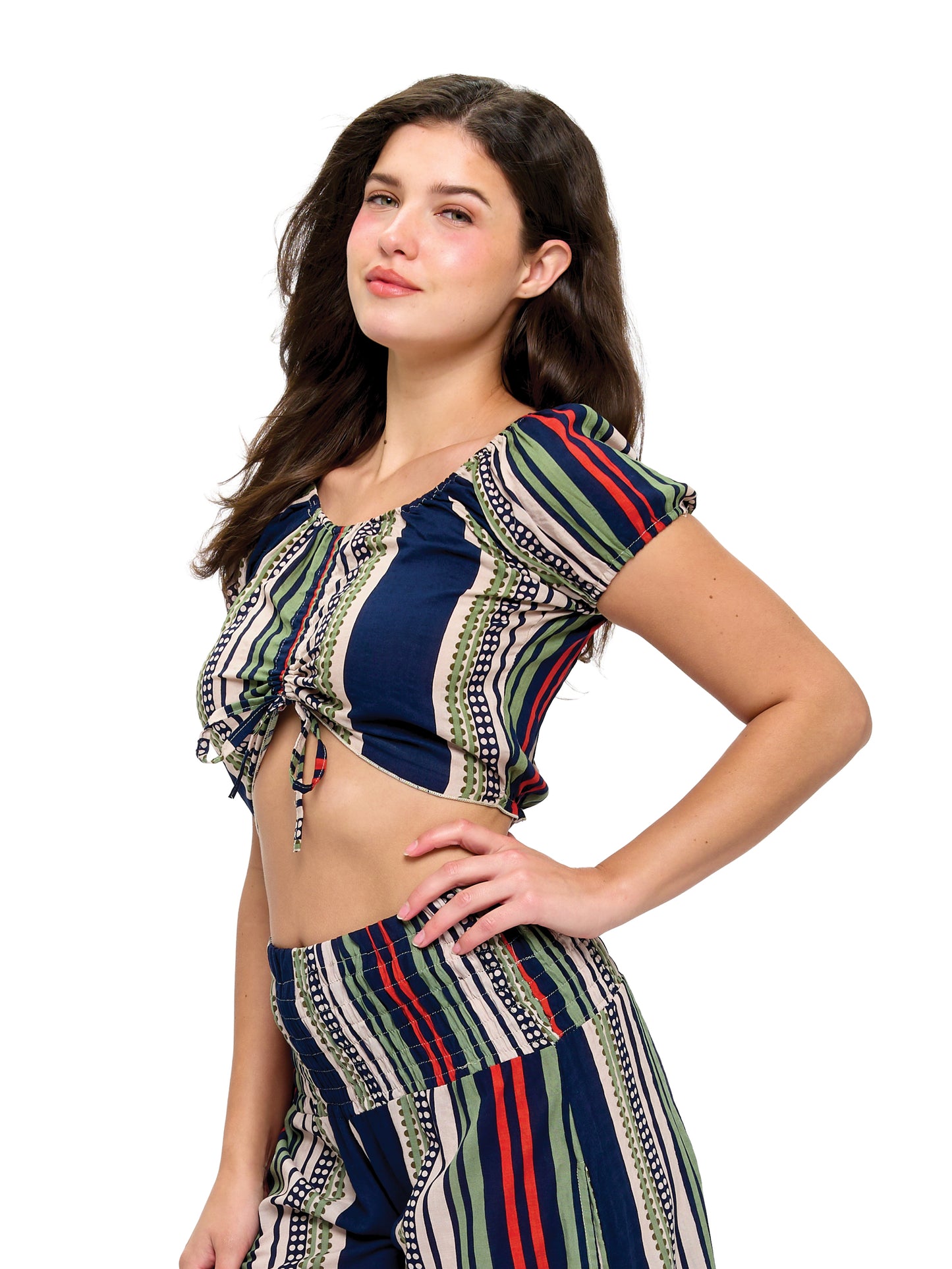 Bohemian Adjustable Striped Crop Top