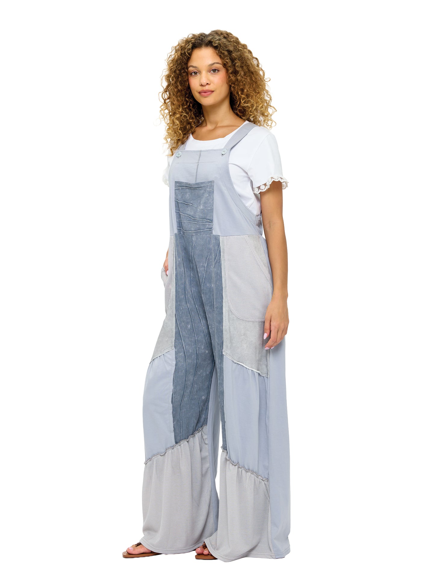 Flowy Vintage Washed Ruffled Overall
