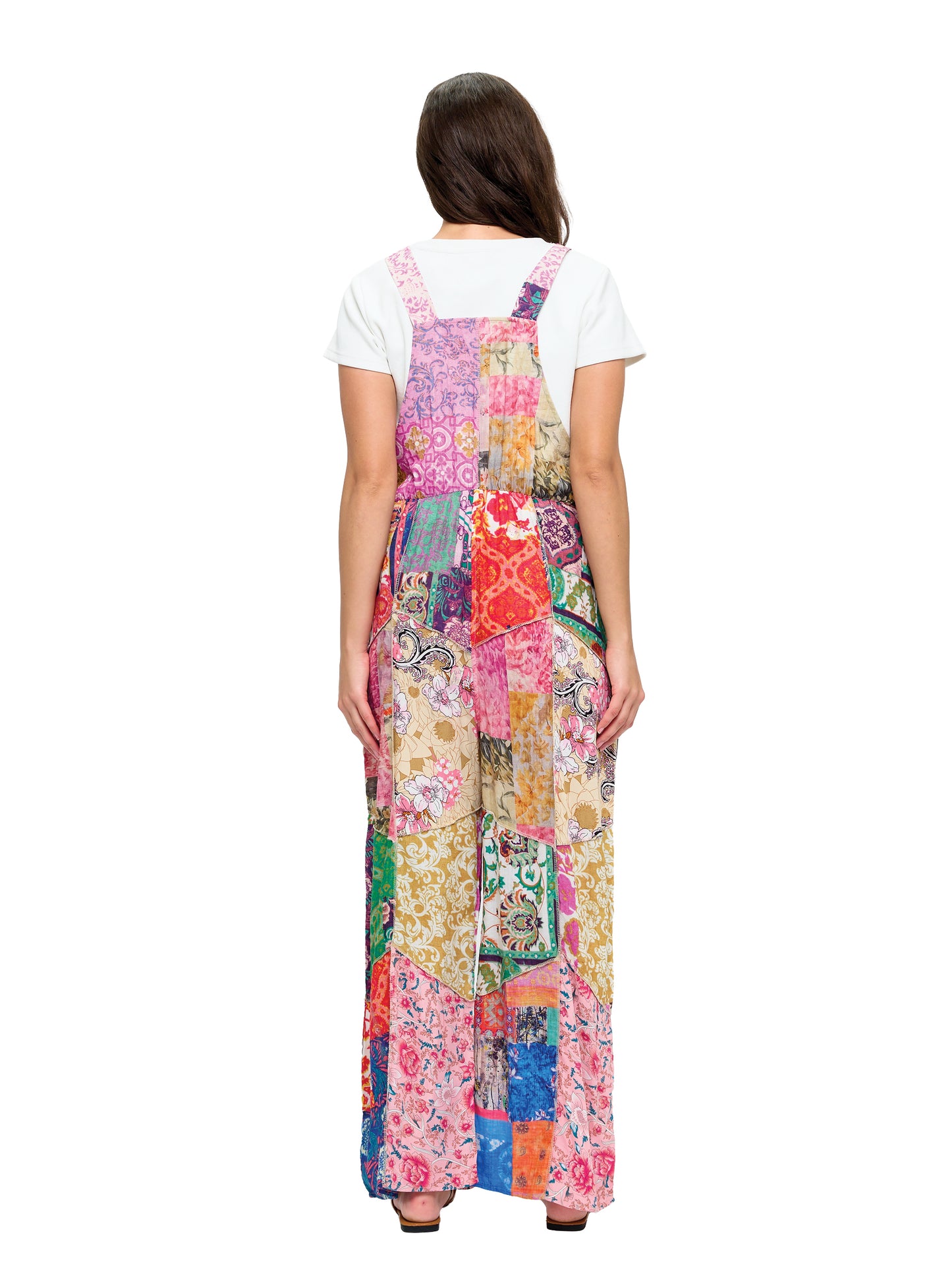 Hippie Wide Leg Printed Patchwork Overall