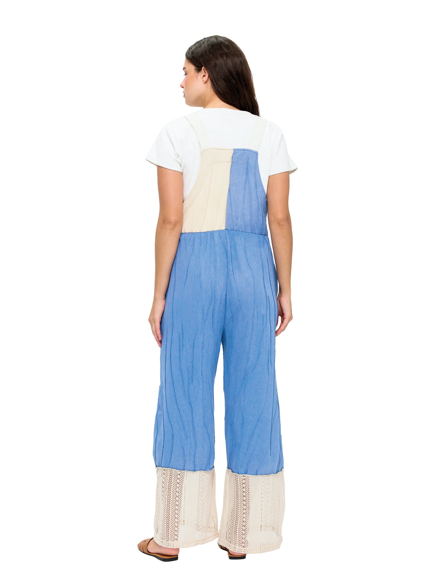 Flowy Wide Leg Lace Patchwork Overall