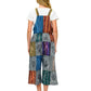 Boho Patchwork Hand Painted Striped Midi Overall