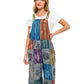 Boho Patchwork Hand Painted Striped Midi Overall