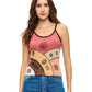 Boho Patchwork Ribbed Tank Top Art Painted