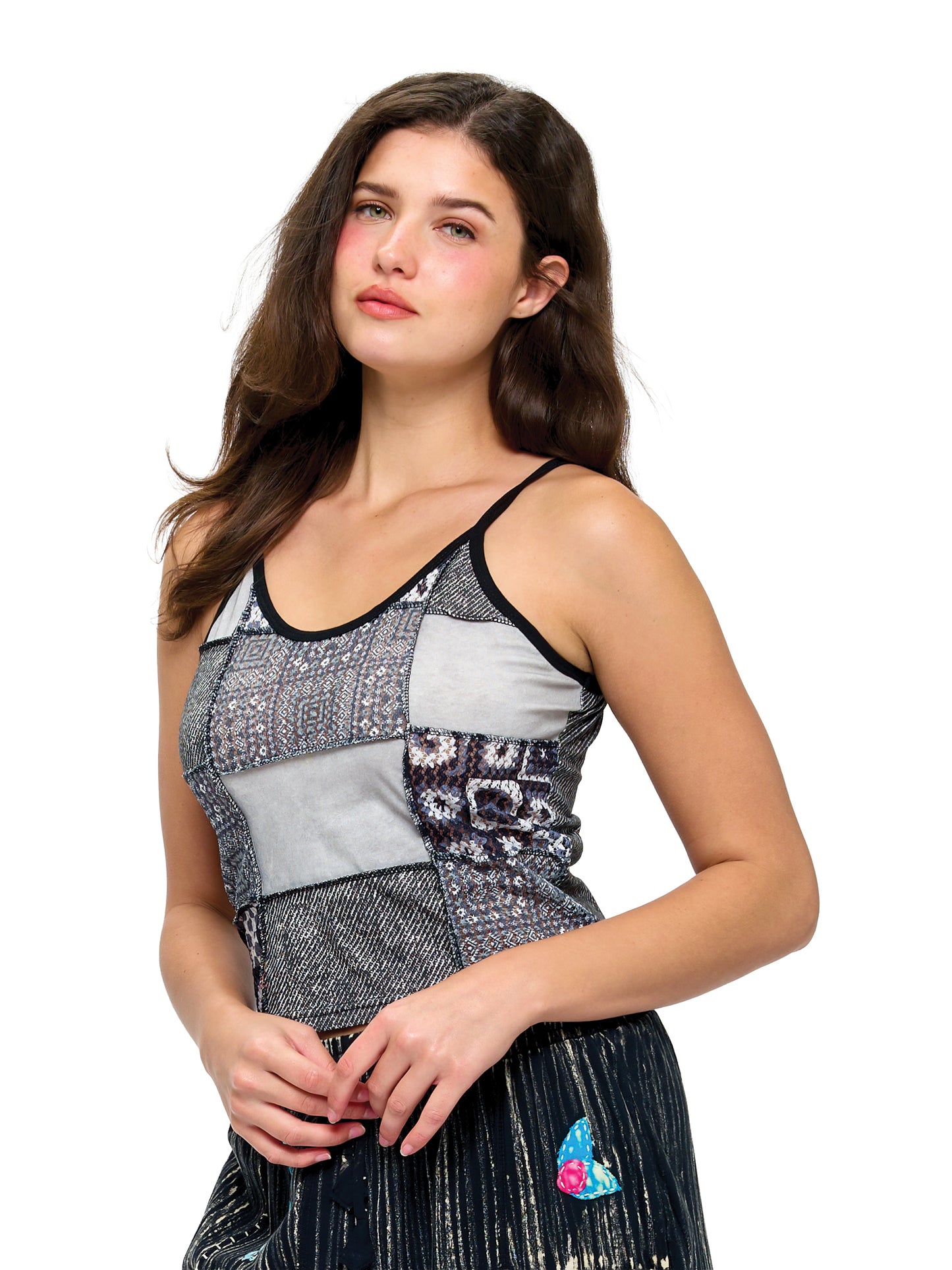 Boho Stretchy Printed Lace Crop Top