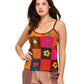 Tank Top Floral Patchwork Razor-Cut Embroidered