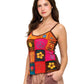 Tank Top Floral Patchwork Razor-Cut Embroidered