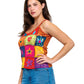Tank Top Patchwork Razor -Cut Handstitched Detailing