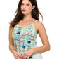 Black Boho Razor Cut Hand Embroidered Patch Tank Top
