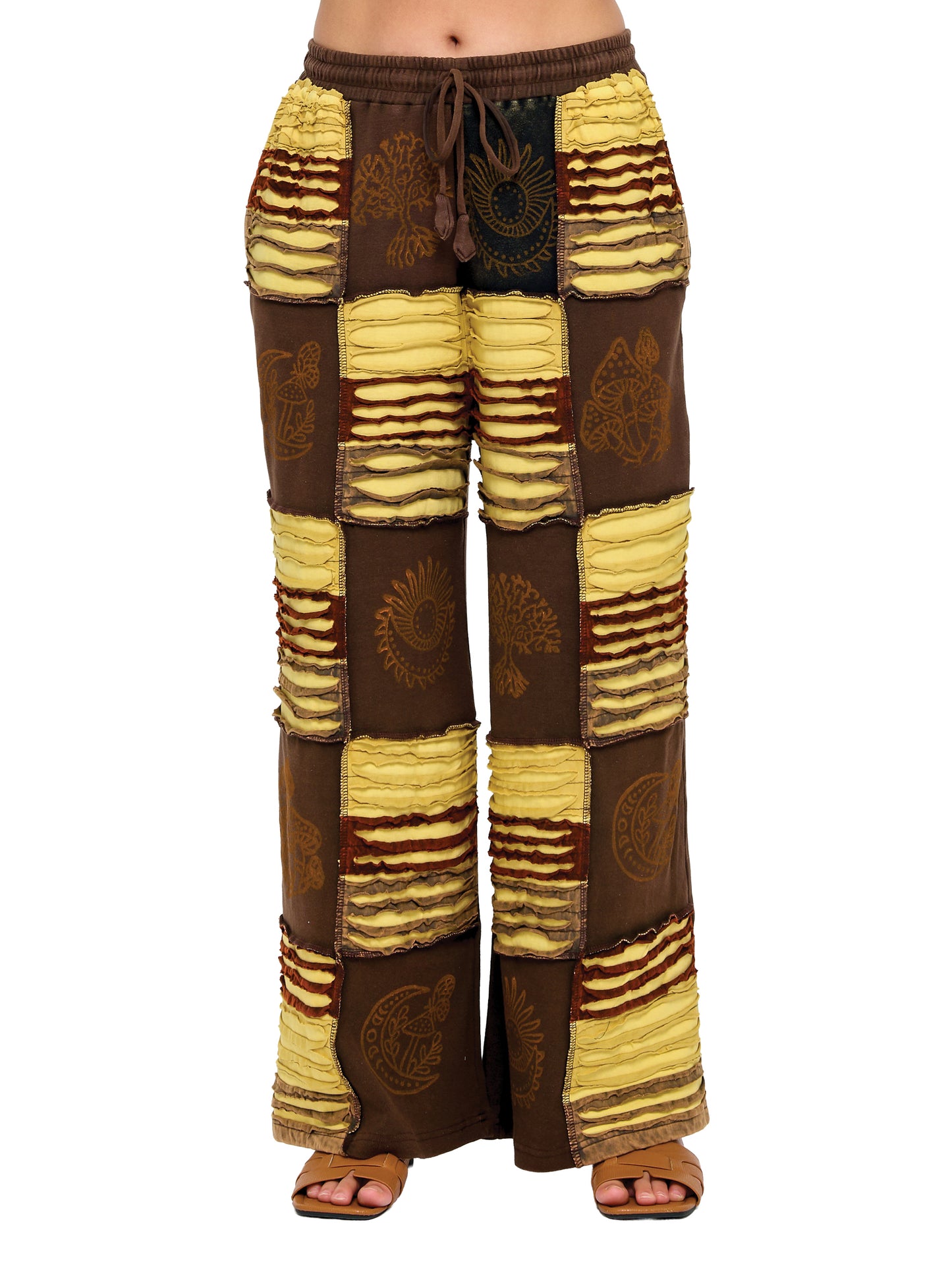 Boho Stretchy Razor Cut Patch Printed Pants