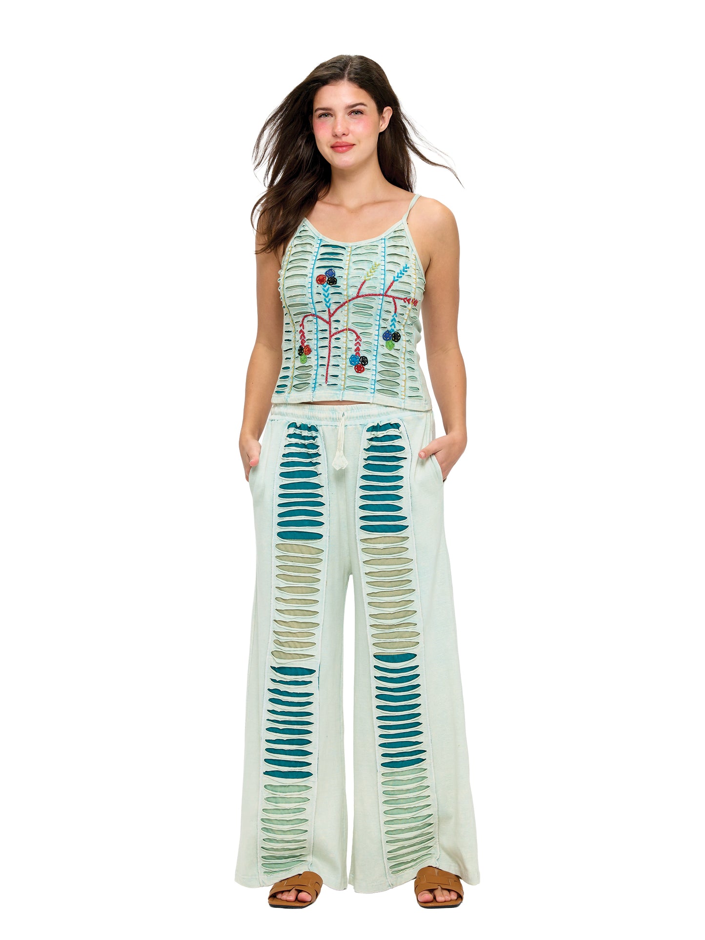 Boho Razor Cut Wide Leg Pants