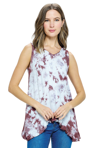 Tank Top Tie Dye Ruffled Hem