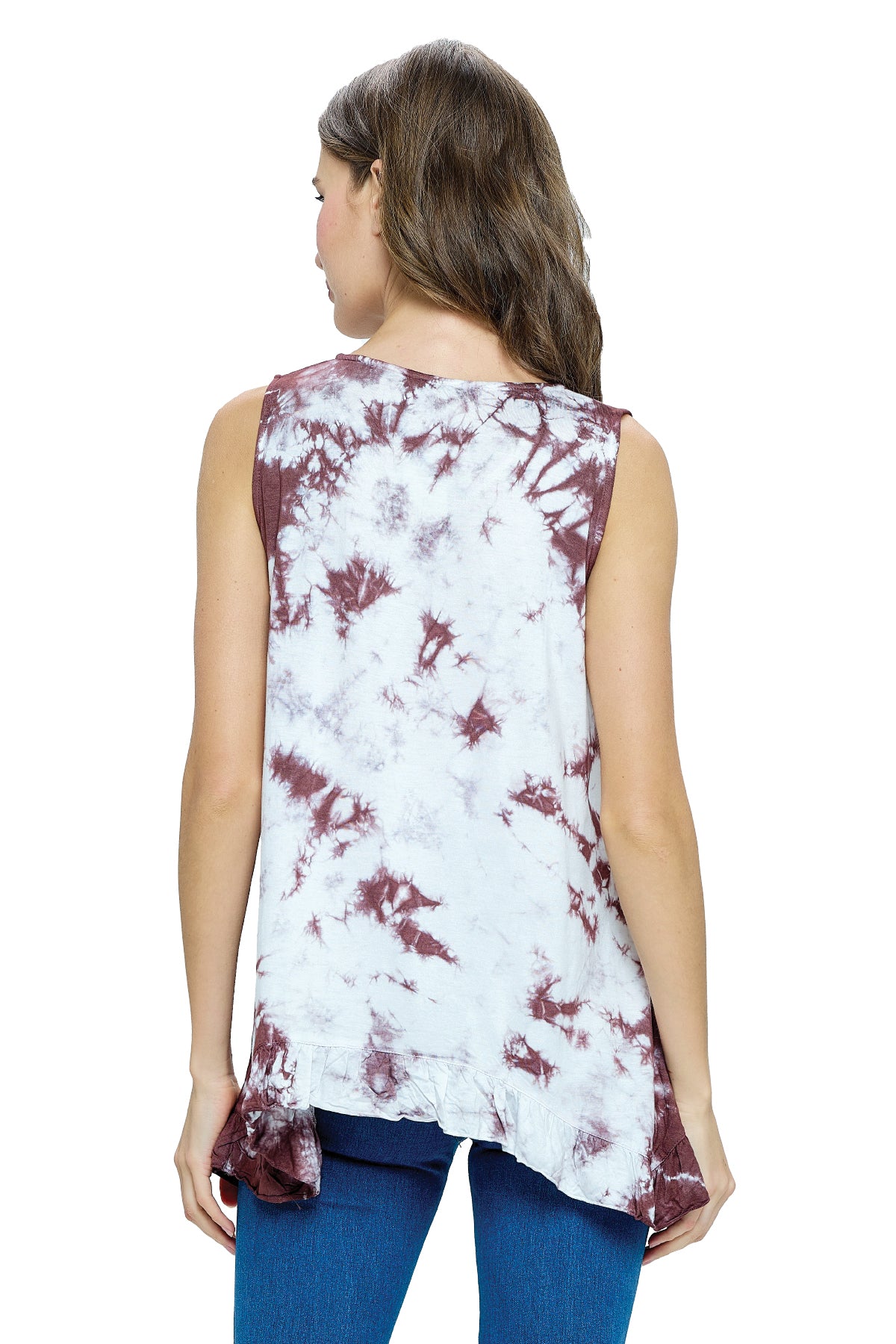 Tank Top Tie Dye Ruffled Hem