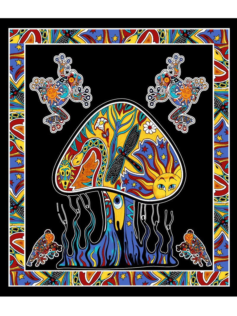 Magic Mushroom Frogs Tapestry