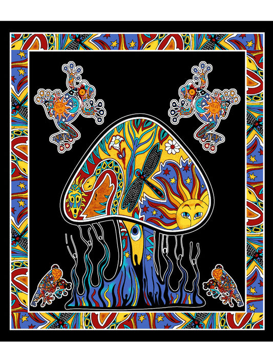 Magic Mushroom Frogs Tapestry